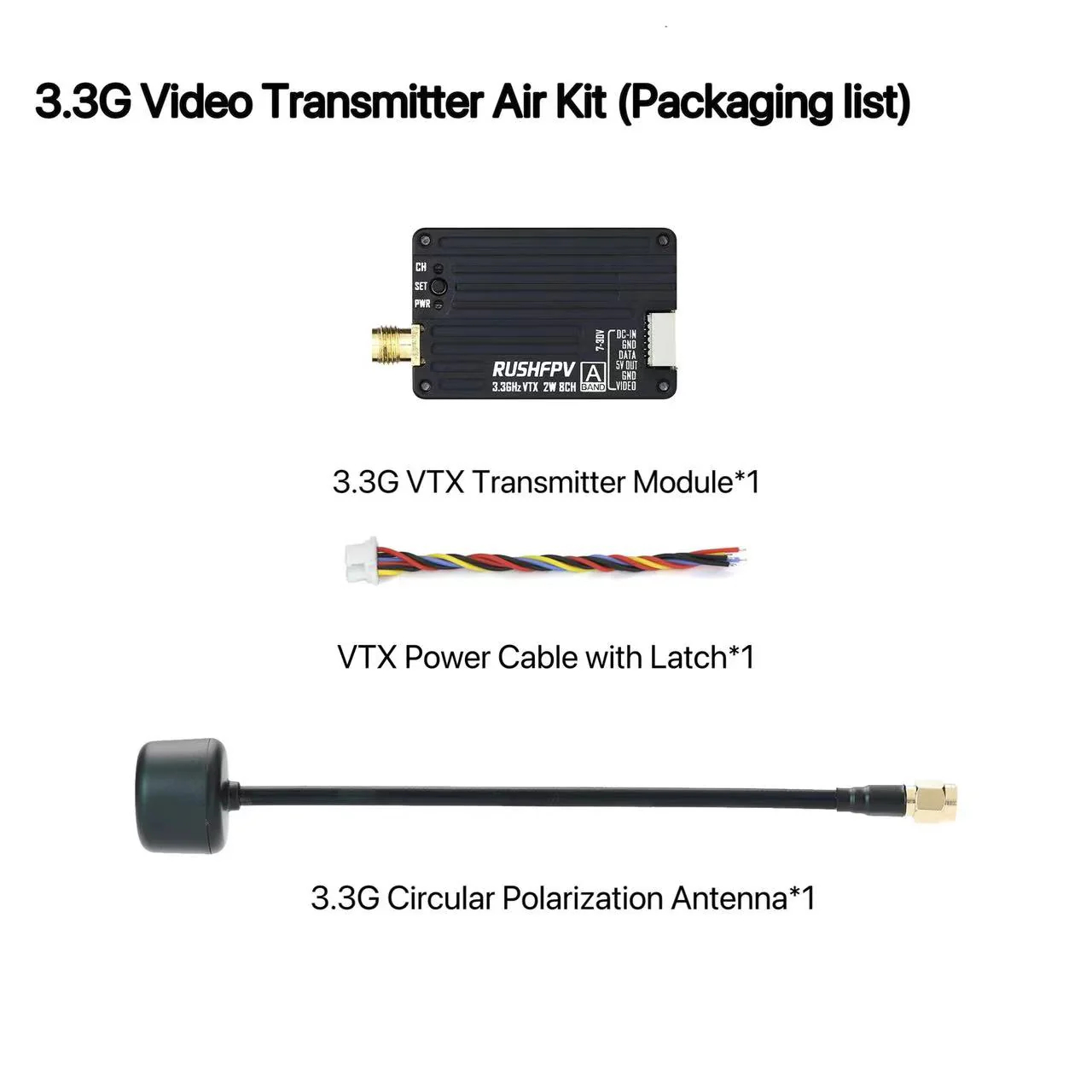 RUSHFPV 3.3G 2W VTX Transmitte - مراجعة Drone Antenna وسعره