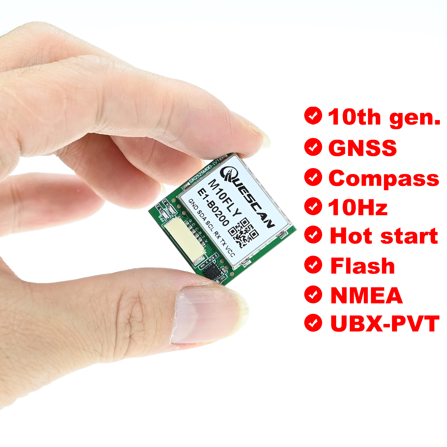 Quescan 25mm*25mm M10FLY 10Hz  - مراجعة Drone Gps Module وسعره