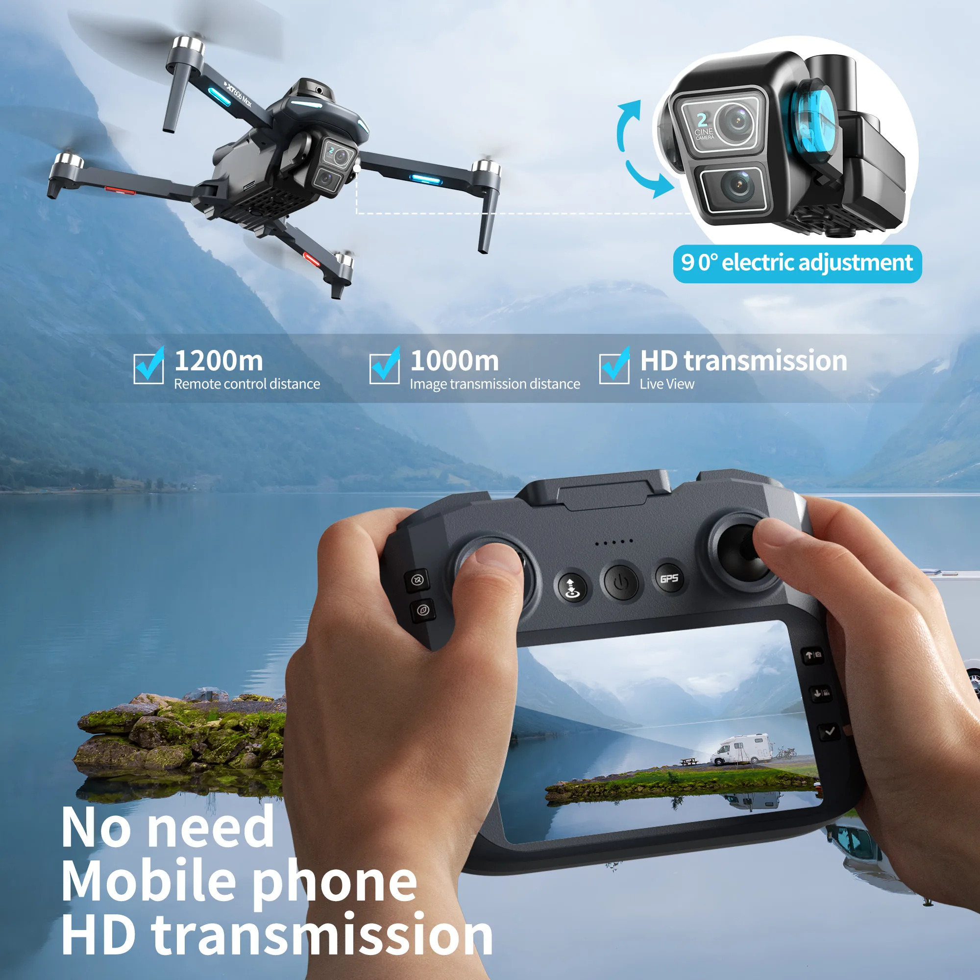 Lenovo XT606 MAX GPS Drone 4k  - مراجعة Drone Gps Mount وسعره