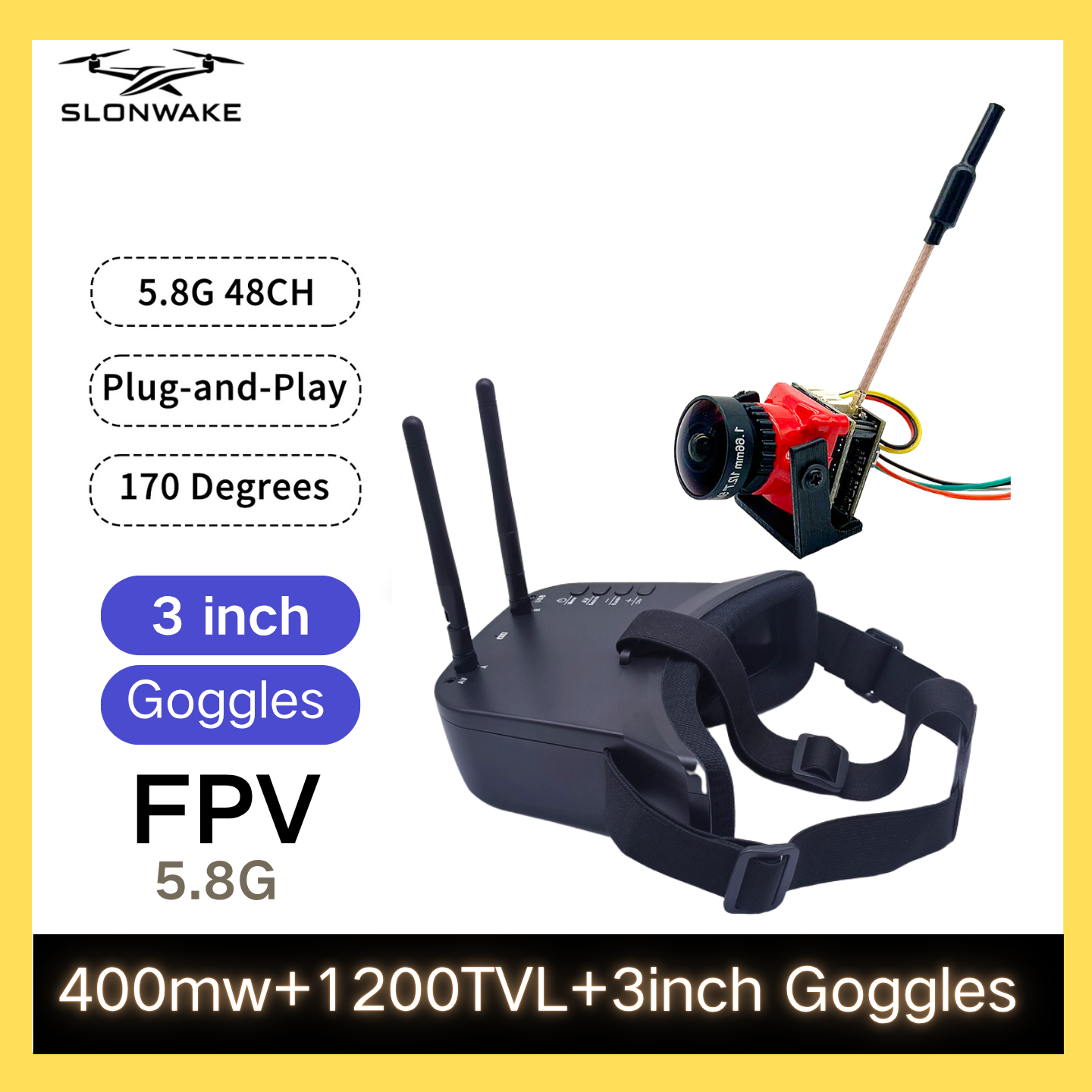 SLONWAKE 5.8G 48CH FPV 400mw V - مراجعة Drone Frame وسعره