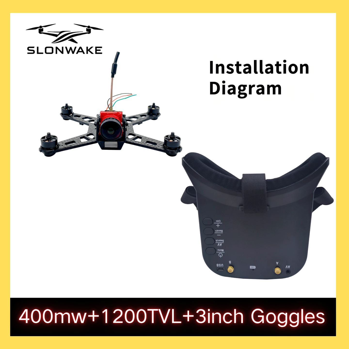 SLONWAKE 5.8G 48CH FPV 400mw V - مراجعة Drone Frame وسعره