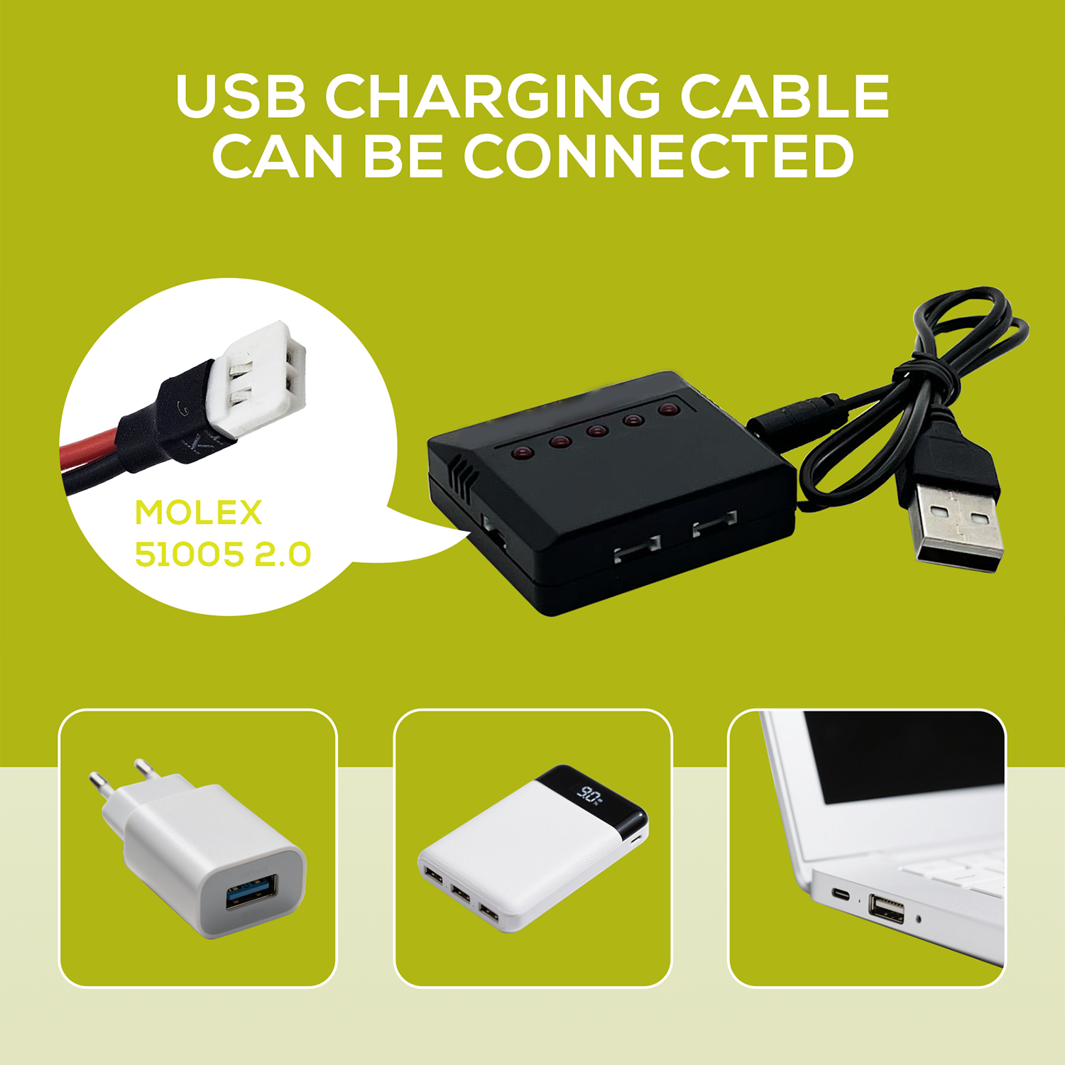 5Pcs 3.7V 500mAh LiPo Batterie - مراجعة Drone Charger وسعره